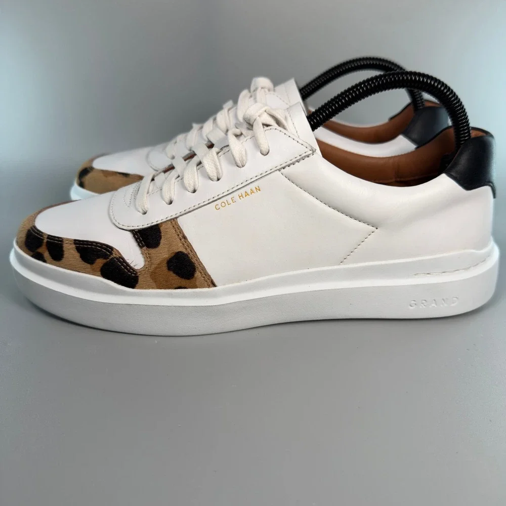 Cole Haan GrandPro Rally Court Womens 9 Dress Sneaker White Jaguar Low Lace Shoe